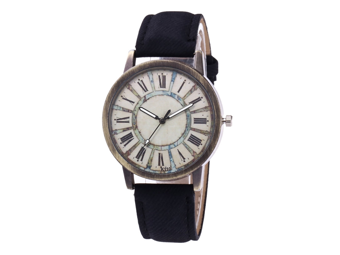 Reloj De Pulsera Unisex Zhoulianfa Con Esfera Romana Y Correa De Mezclilla Negra.