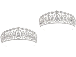 Corona De Diamantes De Imitación De 2 Piezas Para Bodas, Tiara Elegante Y Chic Y Accesorio Brillante Para El Cabello
