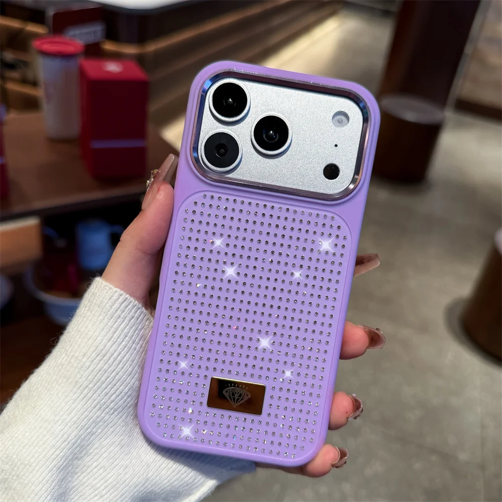 (iphone 12 Pro Max, Púrpura) Caso De Teléfono Flash Para Niña Con Diamantes Para Iphone, Caso A Prueba De Golpes