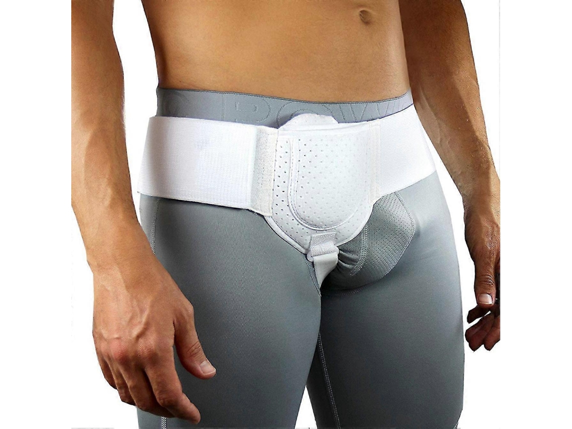 Cinta de suporte para hérnia inguinal esportiva - Alívio da dor e suporte com almofada de compressão removível para recuperação - Branca