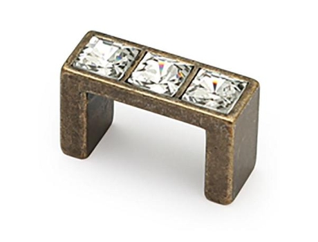 Tirador zamak cristal bohemia 32mm bronce 3 cristales de bohemia.