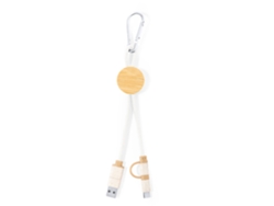 Cable Cargador Triple Nature Bambú Micro Usb, Tipo C Y Lightning 5v Dc 2.4a