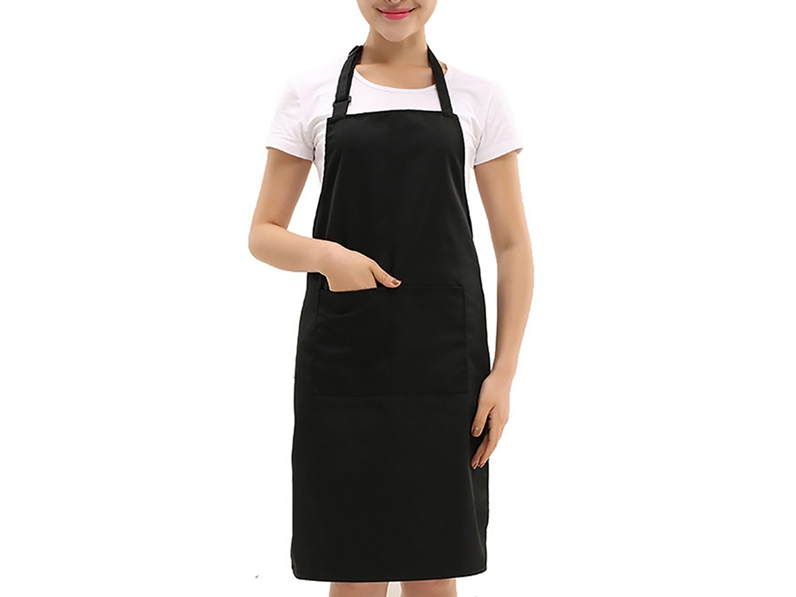 Delantal De Trabajo Unisex Negro Para Cafetería, Restaurante Y Cocina Práctica