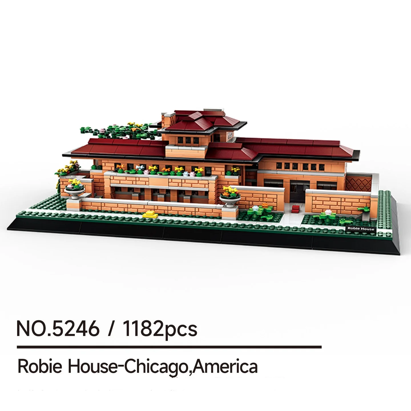 (5246) Exhibición De Modelos Moc Del Edificio Emblemático Mundial Robbie House De 1182 Piezas