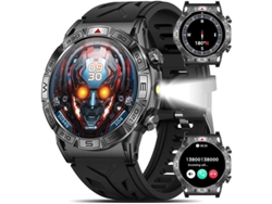 Reloj inteligente para hombre, resistente, militar, con pantalla AMOLED de 1,43" y linterna LED, Bluetooth, para responder y hacer llamadas, reloj de fitness Yizhood