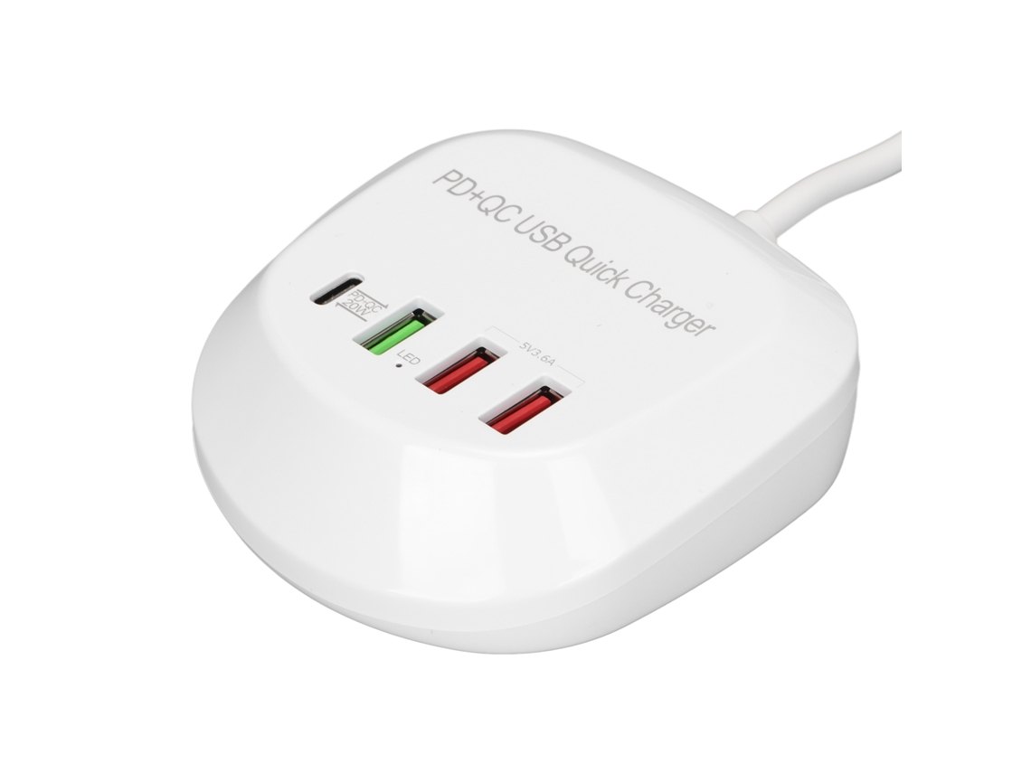 Carregador Usb T3p 4 Portas Pd Qc3.0 Hub Multifuncional 40w Carga Rápida Compacto Veículo Global