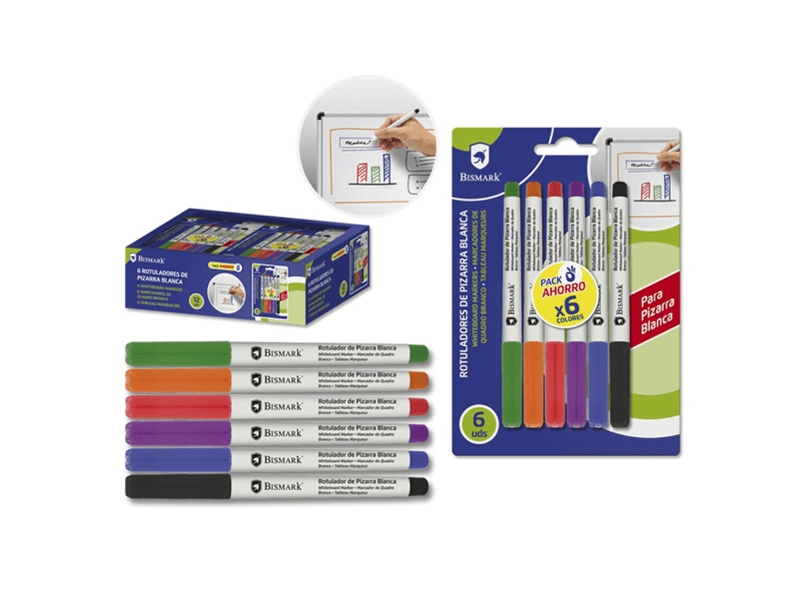 Etiquetadoras Pizarra Blanca Blister 6 Colores Bismark 328355