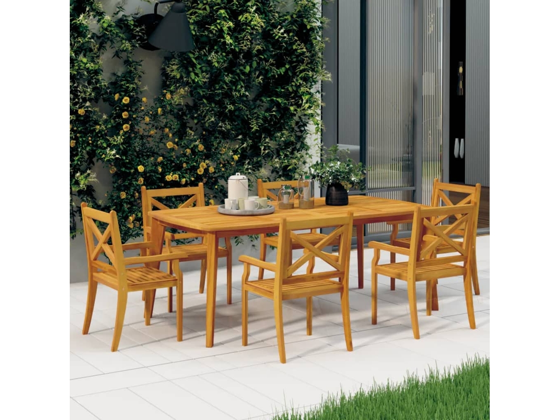 Sillas de comedor de jardín DKD Home Decor de 6 piezas en madera maciza de acacia