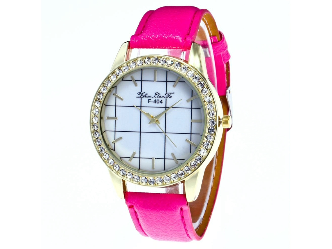 Reloj De Pulsera Casual De Cuarzo Para Mujer Zhoulianfa Con Diamantes De Imitación, Esfera Redonda, Color Rosa.