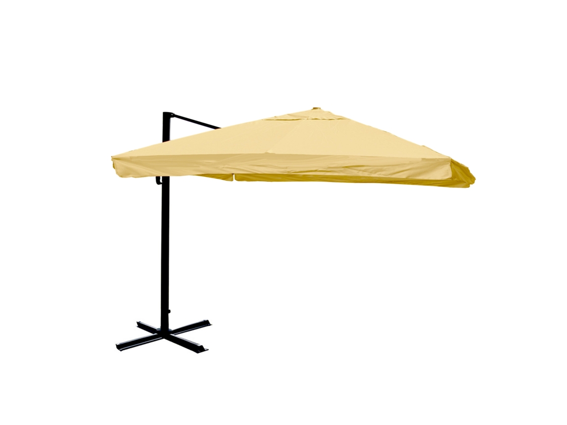 Sombrilla profesional para terraza o jardín, 3x3 m (ø4,24 m), poliéster, aluminio/acero, 23 kg, color crema, sin base, 04_0003966