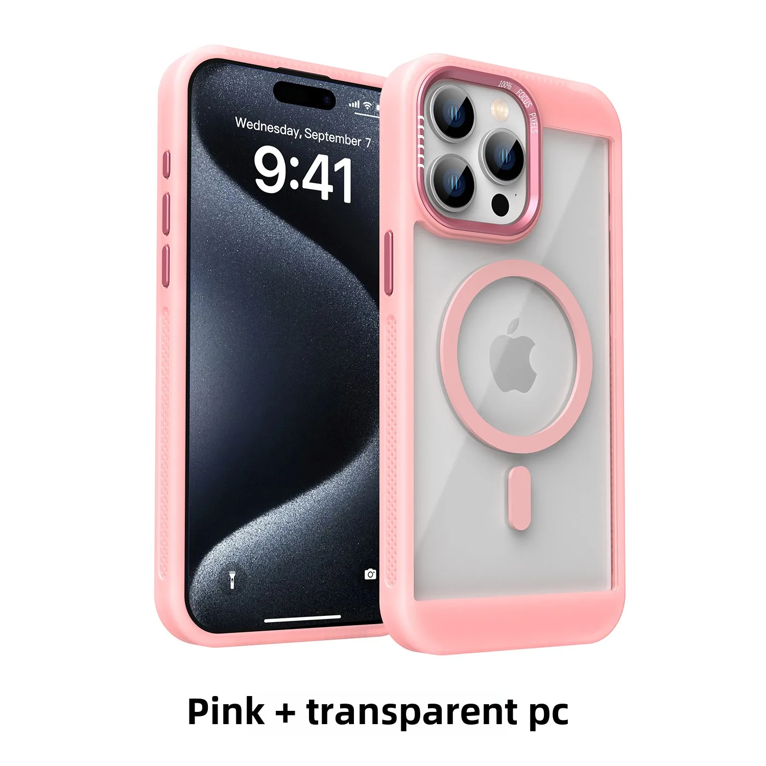 (iphone 13, Rosa) Funda Protectora De Acrílico Translúcido, Compatible Con El Sistema De Fijación Magnética Magsafe.