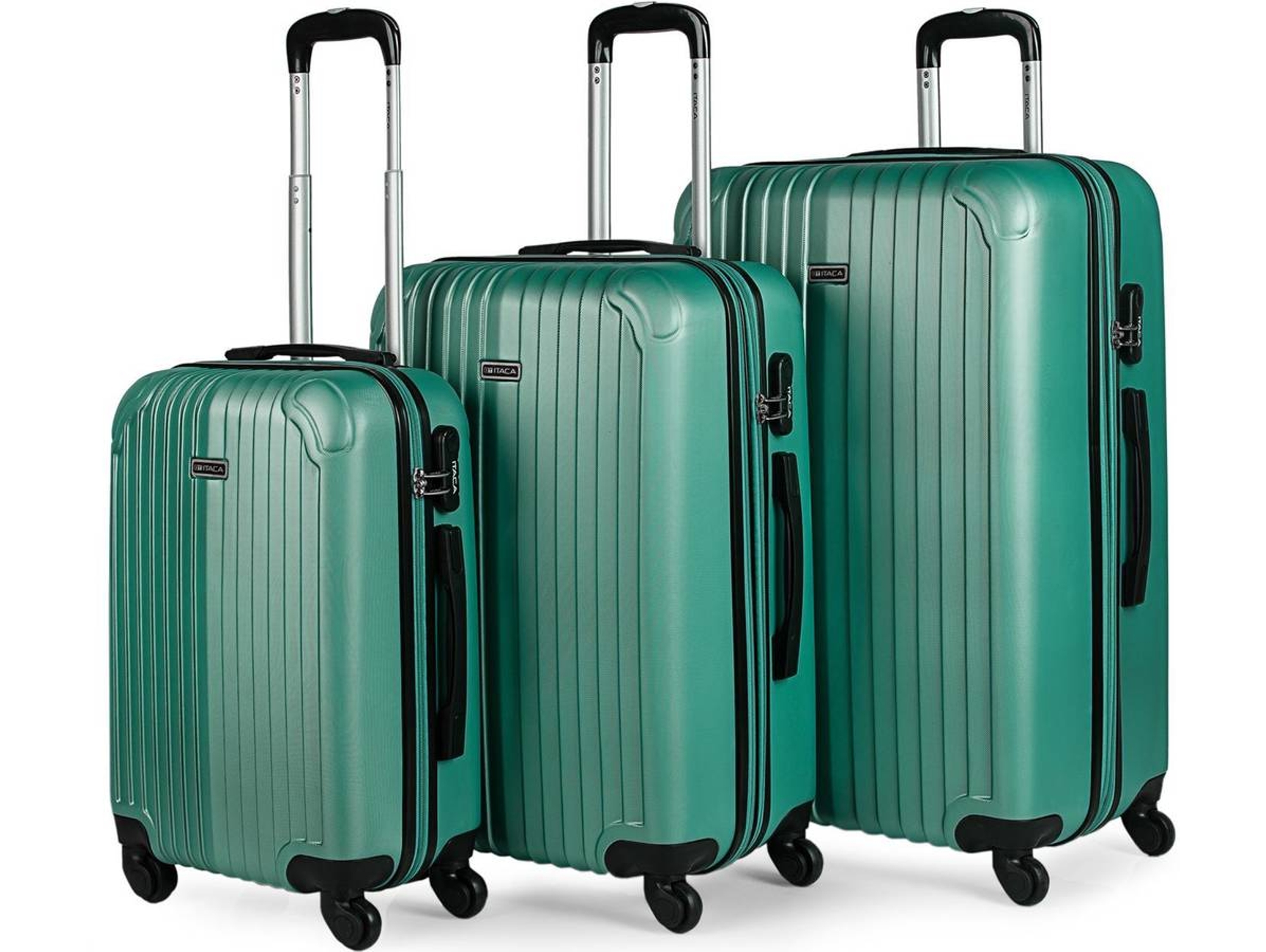 Conjunto de 3 Maletas de Viaje ITACA Extensible Verde (35/70/100 L)