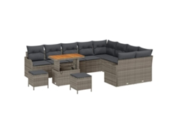 Maison Exclusive - Conjunto de sofás de jardín con cojines, 12 piezas, gris