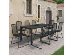 Piezas Conjunto De Jantar Para Jardim Vime De Pvc Preto Dkd Decoración Del Hogar