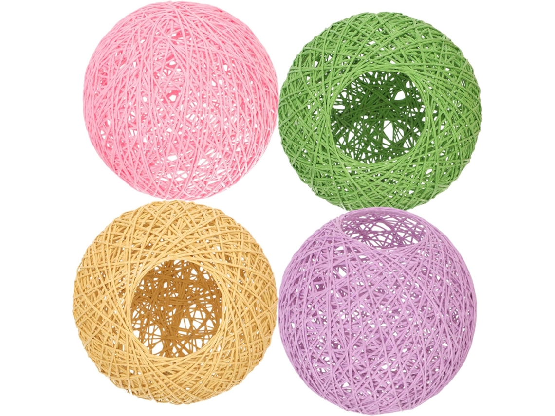 Juego De 4 Piezas De Ratán Sintético Para Lámparas Tejidas, Luz Suave Y Difusa.