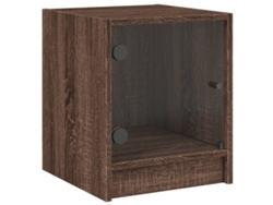 Maison Exclusive - Mesita De Noche Con Puerta De Vidrio Roble Marrón 35x37x42 Cm