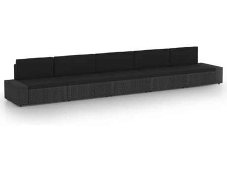 Conjunto 5 de muebles de jardín VIDAXL ratán sintético y cojines negro