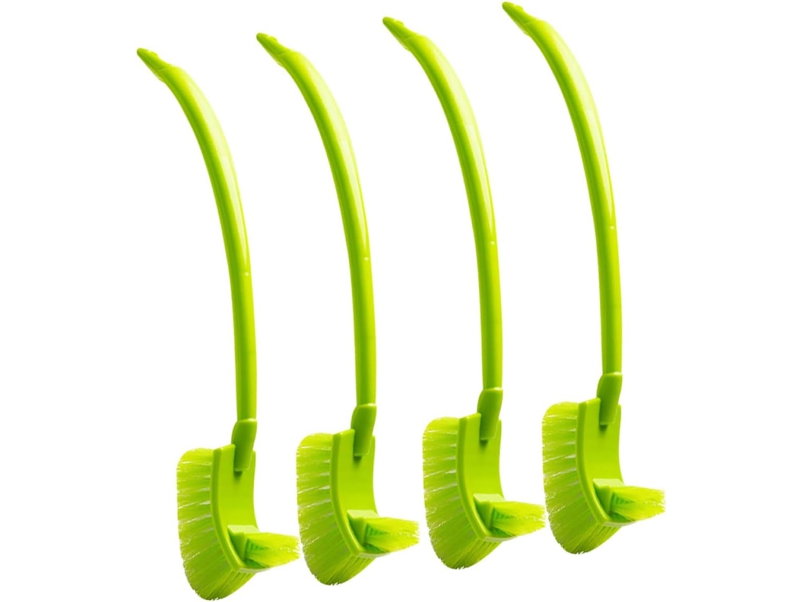 Juego De 4 Cepillos De Baño Multifuncionales Verdes Con Mangos Largos Y Cerdas Densas Para.