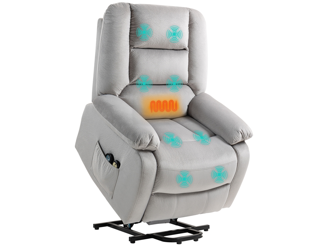 Sillón Masaje Reclinable Compacto, Gris Claro
