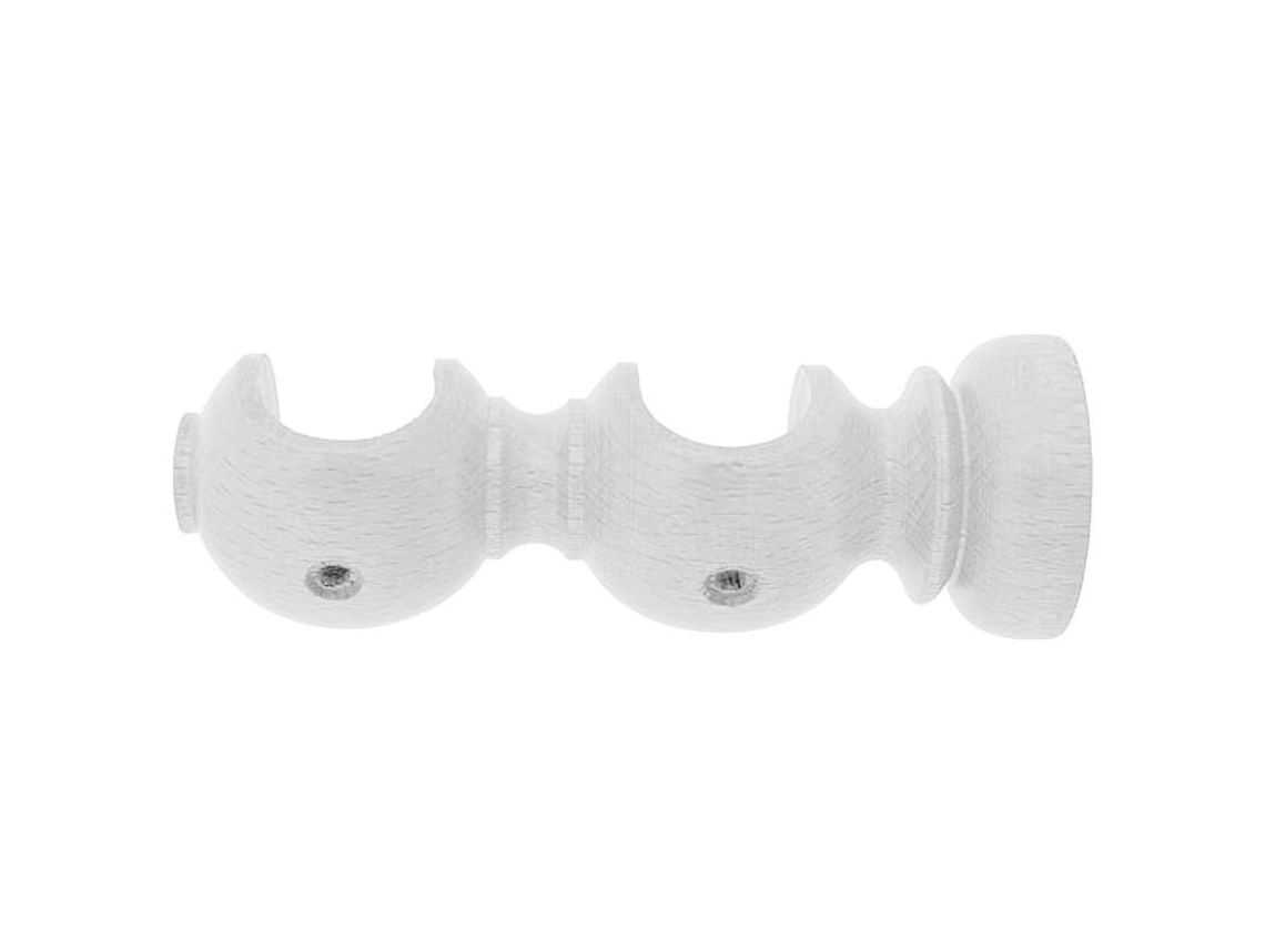 Soporte madera liso abierto doble 20x118 mm. blanco