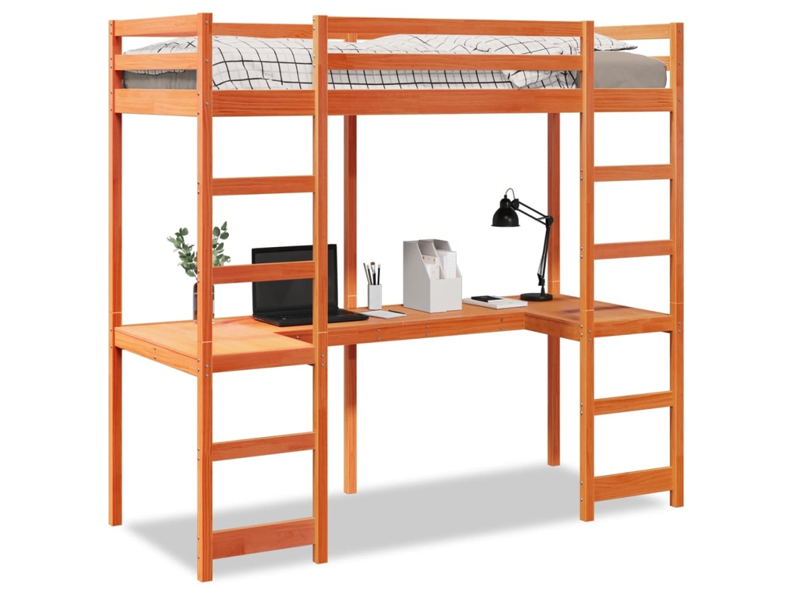 Maison Exclusive - Cama Alta Sin Colchón Madera Maciza Pino Marrón Cera 75x190 Cm