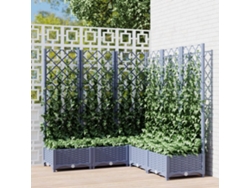 Maceta/Jardinera de Jardín con Enrejado 120X120X121,5 Cm PP Gris Oscuro