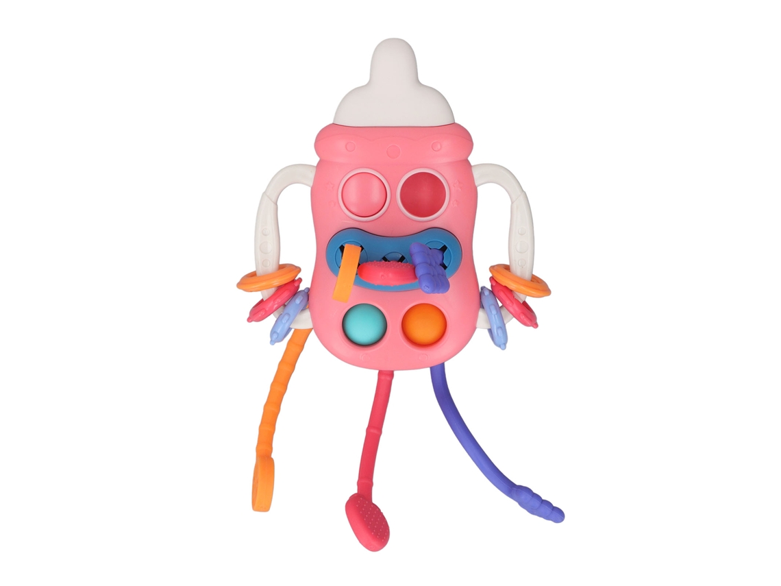 Biberón Sensorial De Silicona Con Cuerda, Chupete Y Estimulador Motor Para Bebés De 0 A 12 Meses.
