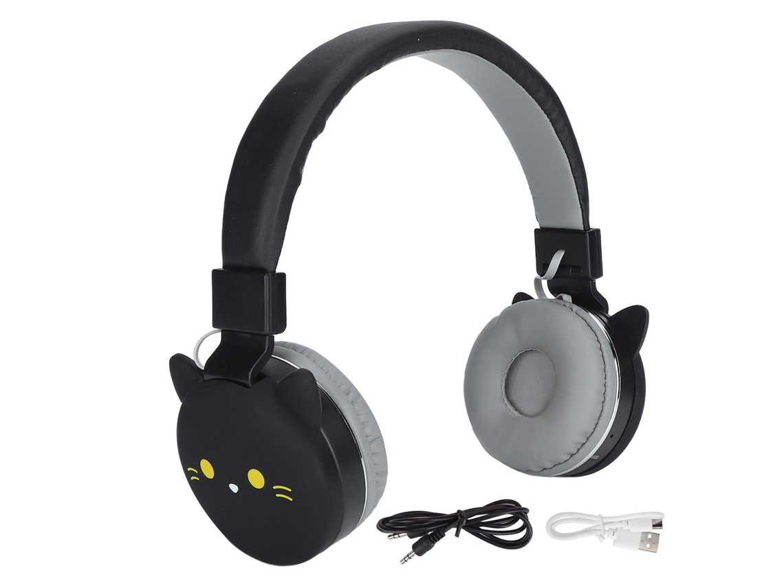 Auriculares Infantiles Con Micrófono, Diseño De Animales Adorables, Bluetooth 5.0, Pequeño Gato Negro.