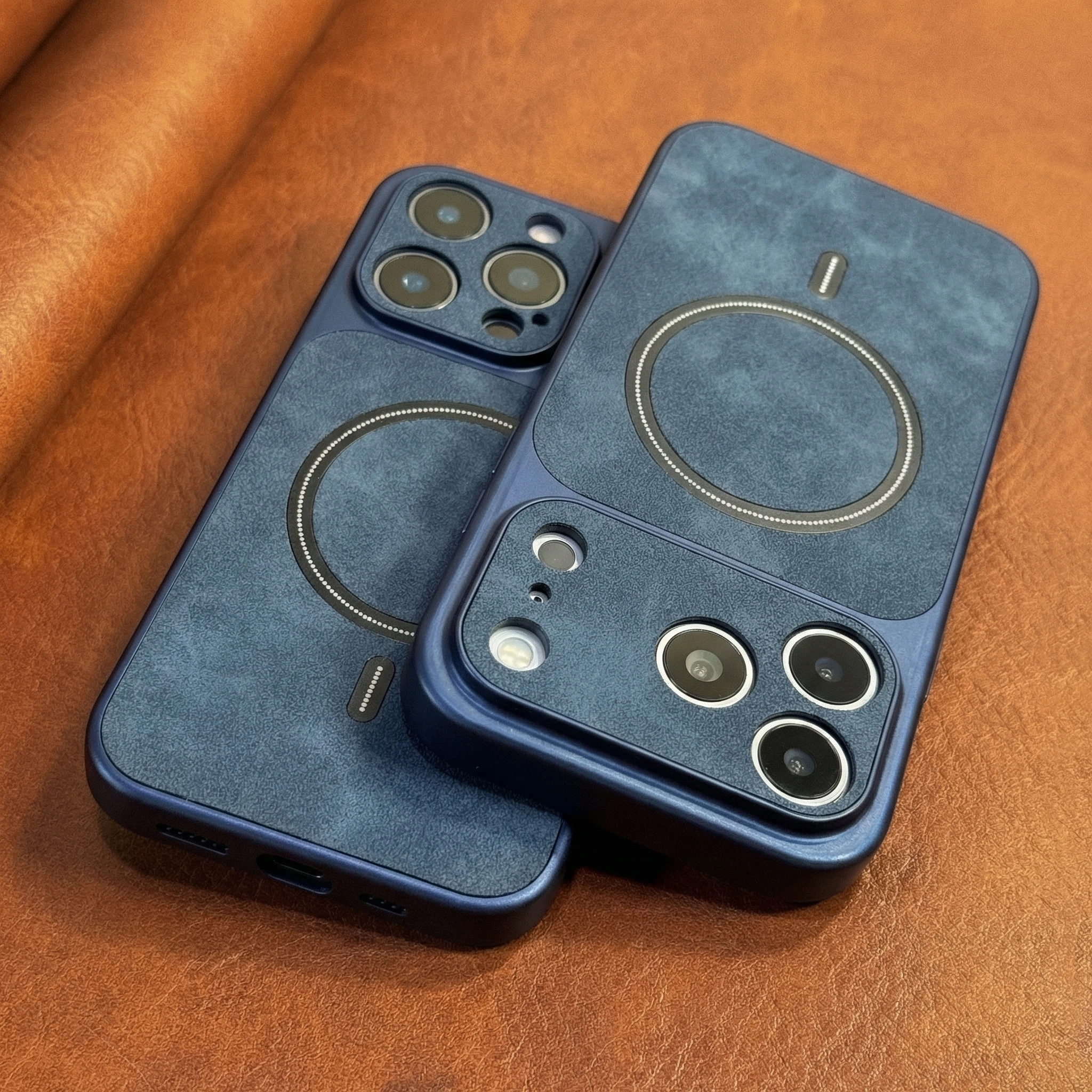 (iphone 17 Pro Max Azul) Funda Magnética Magsafe De Piel Sintética Con Acabado Mate.