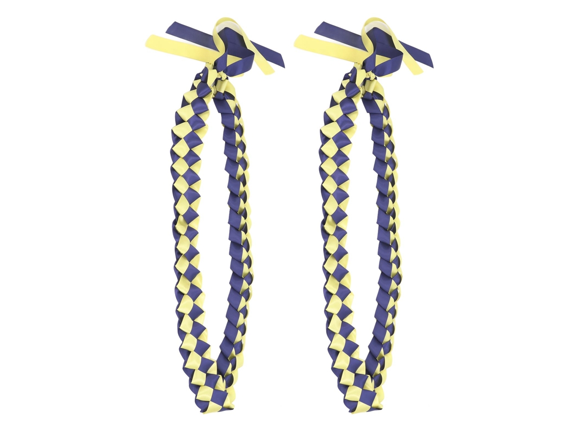 2 guirnaldas de cintas trenzadas dobles para graduación, color azul y dorado | Sin marca