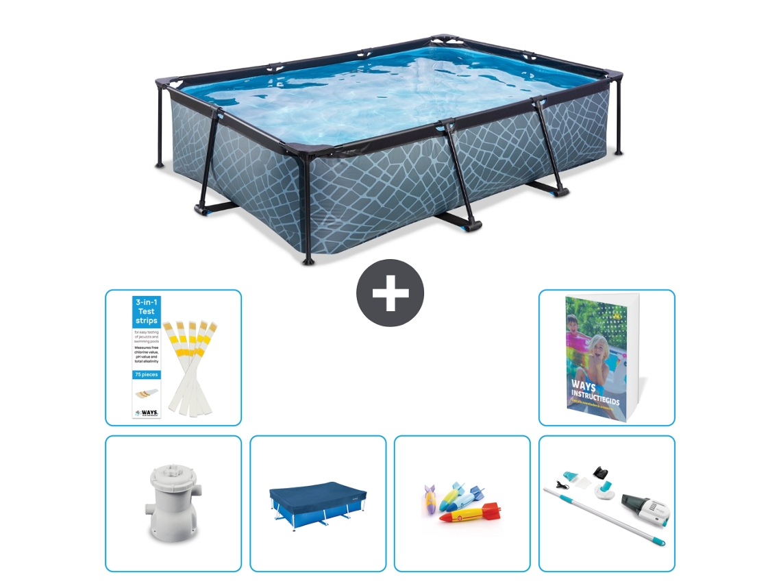 Exit-toys Piscina Exit Retangular - Efeito Pedra - 300x200x65 Cm - 7-peças S242
