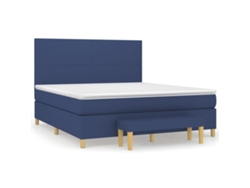 Maison Exclusive - Cama Box Spring Con Colchón Tela Azul 180x200 Cm