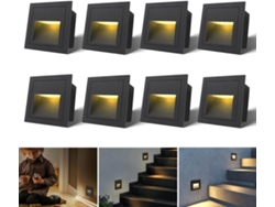 Aplique Led De Pared Para Escaleras, 3w, Aluminio, Esquina, Negro, Ip44, Blanco Cálido, 230v