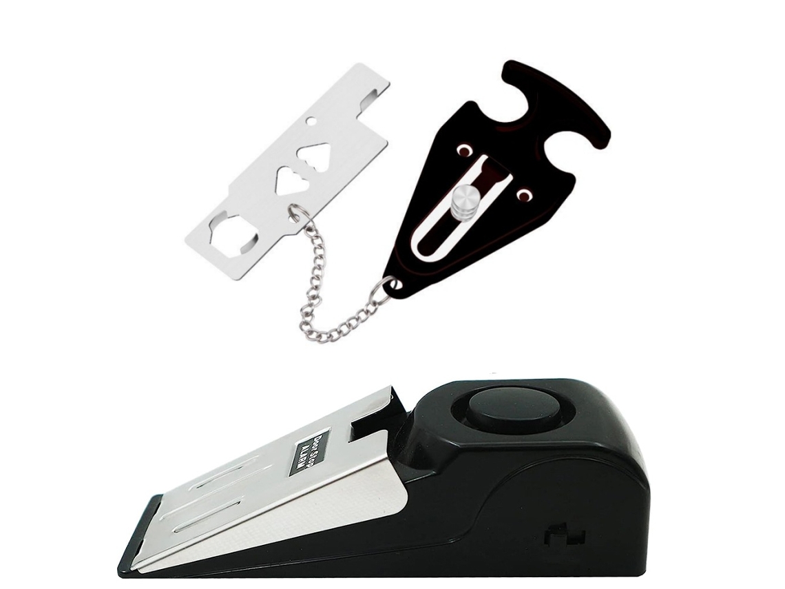 Alarma De Puerta Chrui Con Cerradura Portátil 120db (negro)