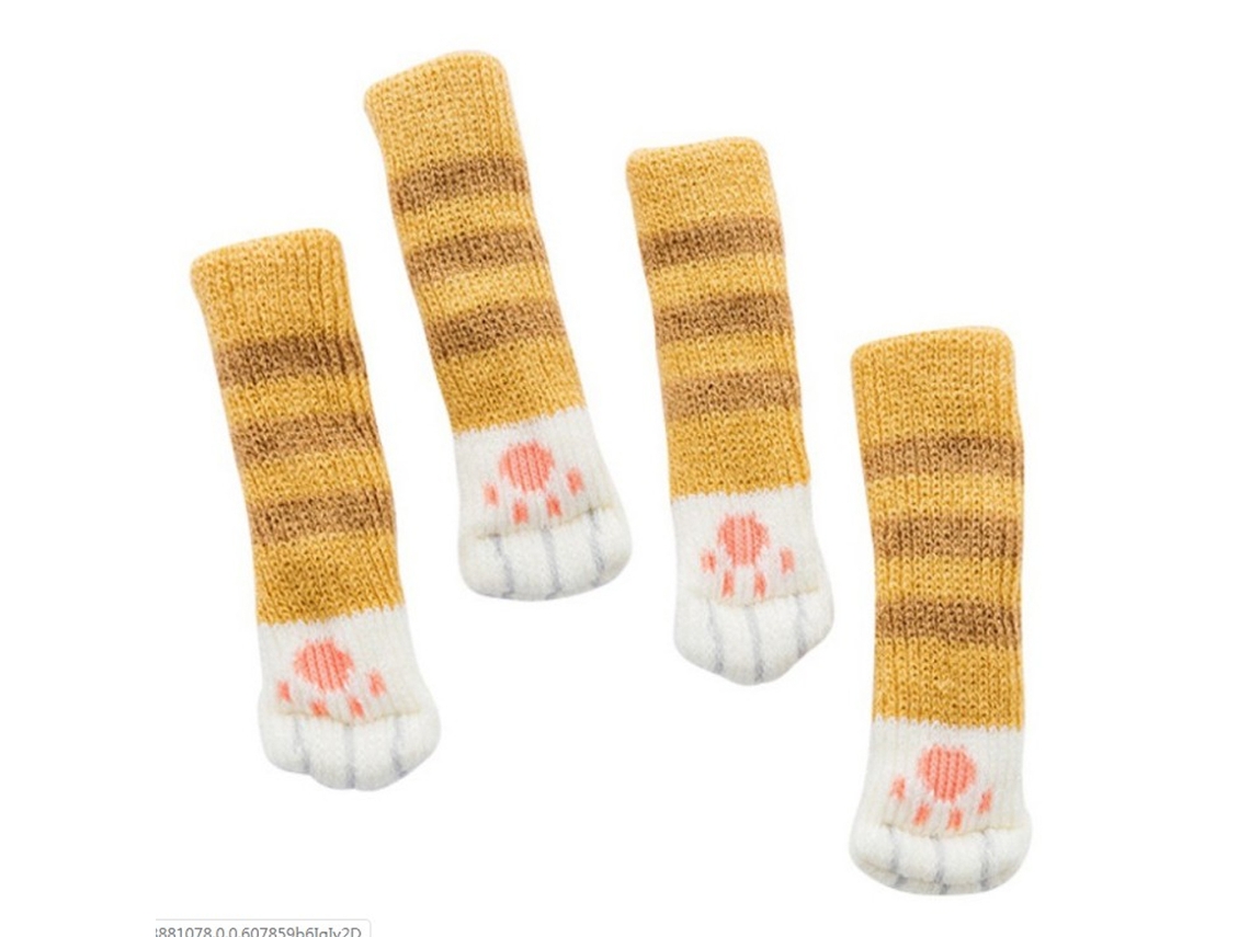 4 Fundas Para Patas De Silla Con Diseño De Huella De Gato: Una Protección Para El Suelo Bonita Y Práctica.