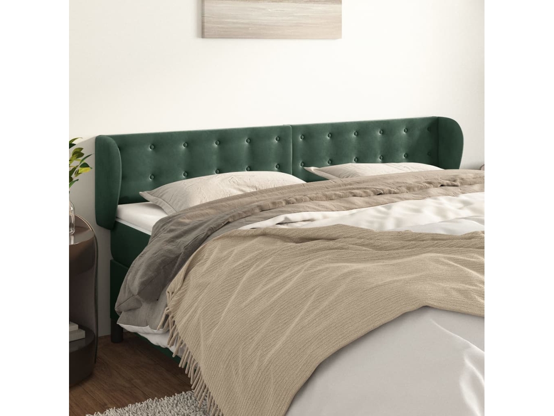 Cabecero De Terciopelo Verde Oscuro 203x23x78/88 Cm