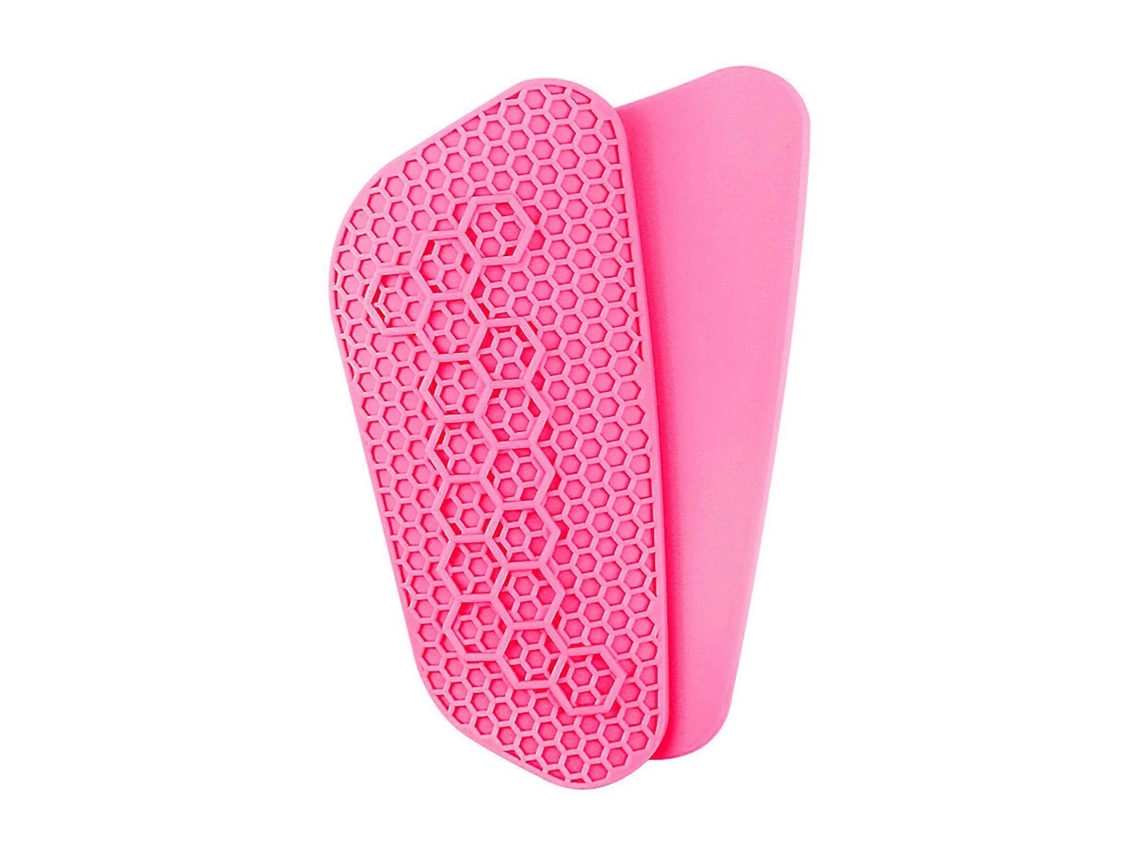 Espinilleras de fútbol para adolescentes, niños y adultos, ligeras, con amortiguación y protección en color rojo rosado.
