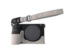 Estuche protector de piel de vaca auténtica con gran apertura y correa para la muñeca compatible con la cámara Sony A6700 Facpoet