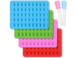 Bear Candy Artistry, juego de 4 moldes de silicona antiadherentes, fáciles de desmoldar y con forma detallada, perfectos para crear gomitas, chocolates, ositos de goma, caramelos...