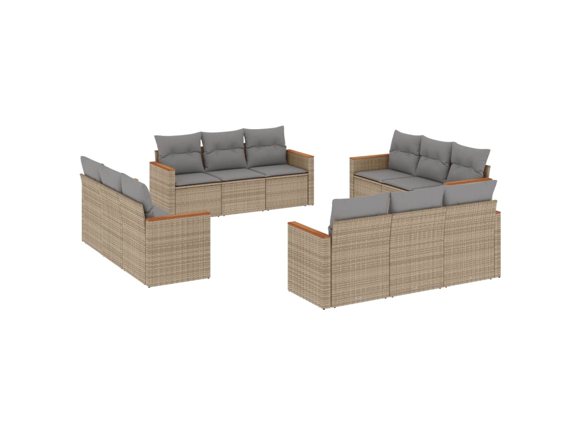 Maison Exclusive - Juego De Sofás Jardín Con Cojines Beige Mezcla 12 Pzas Ratán Pe