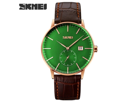 Relojes de pulsera para hombre, relojes analógicos de cuarzo para hombre con correa de cuero, color verde LUUCOZK