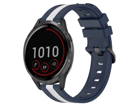 Correa de reloj inteligente para Garmin Vivoactive 4 Correa de reloj de silicona vertical bicolor de 22 mm (azul + blanco)