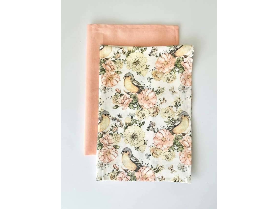 Juego 2 Paños De Cocina ILMH BY I LOVE MY HOME 48x70cm - Estampado Pájaros Y Coral