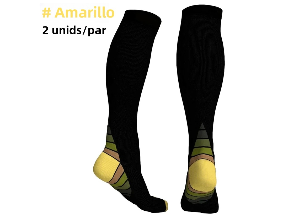 Calcetines de compresión, compresión progresiva de 20-30 mmHg, aptos para correr. Mdug (amarillo, un par, talla L/XL)