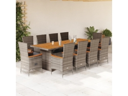 Juego de comedor de jardín de 11 piezas con cojines de mimbre gris de DKD Home Decor