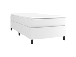 Estructura De Cama Con Muelles/colchón 100X200 Cm Cuero Artificial Blanco