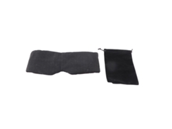 Antifaz para dormir de algodón negro, cómodo y ajustable para viajes con bolsa incluida.
