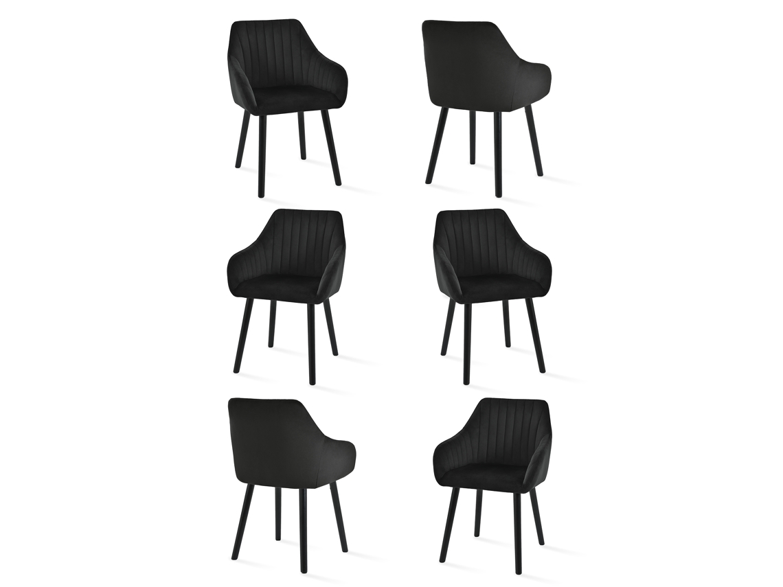 Sillas De Comedor Goeurvant 1381(pack De 6, Negro, Terciopelo)