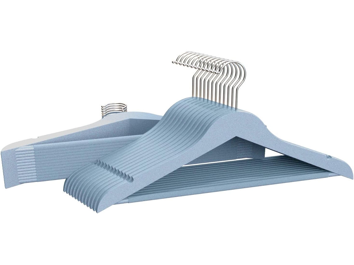 COM-FORT HOUSE | Percha de Resina | Percha para Ropa | Color Azul | Percha Resina Resistente | con Muescas Antideslizantes | 45cm | Pack 24 Unidades |