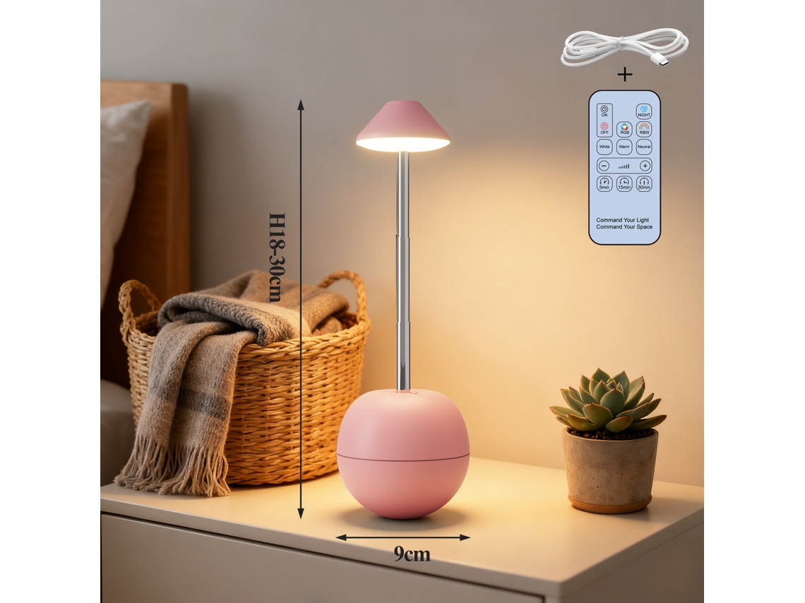 Luz Noturna Led Ajustável com Usb, para Cabeceira. Rosa CZHHMART